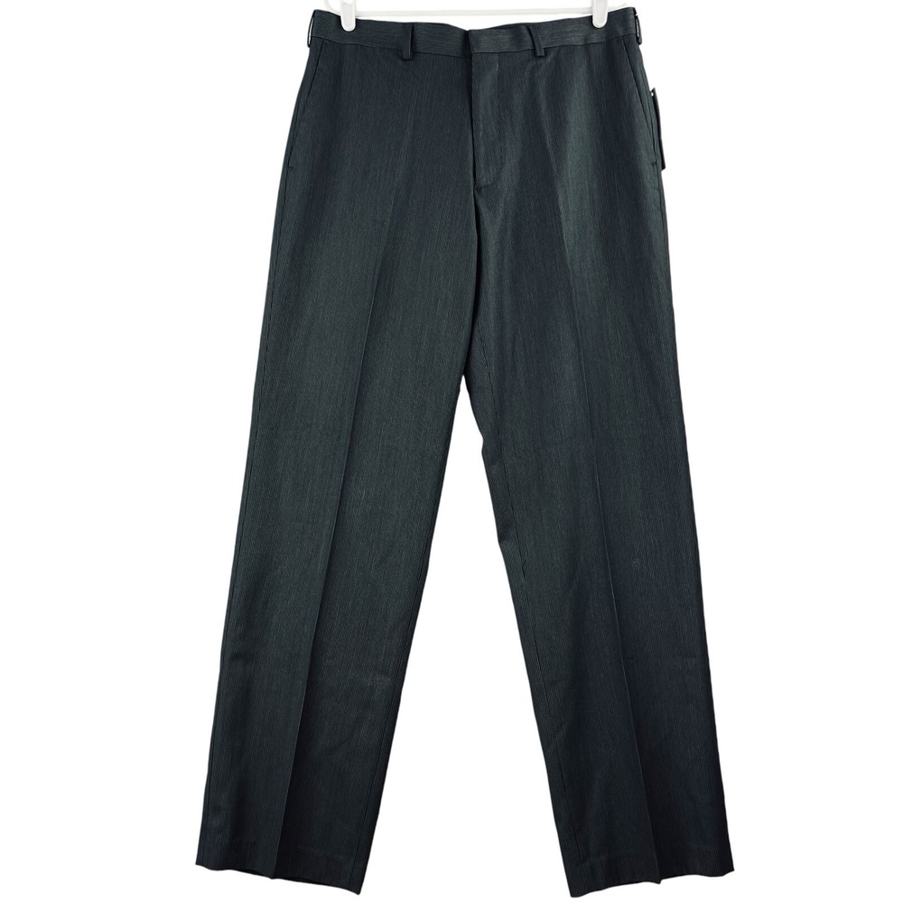 Apt.9 Men's Dress Pants 34x34 Caviar Color Flat Front Straight Leg No Stretch